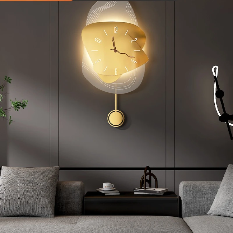 

Light Modern Wall Clock Aesthetic Big Size Luxury Living Room Digital Wall Clock Pretty Pendulum Wanddeko Wall Decoration OB50GZ