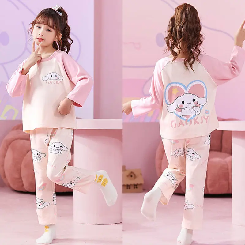 

2022 Sanrioes аниме Kuromi Cinnamoroll мультяшный детский пижамный комплект для малышей девочек мальчиков повседневная одежда костюм с длинным рукавом подарок