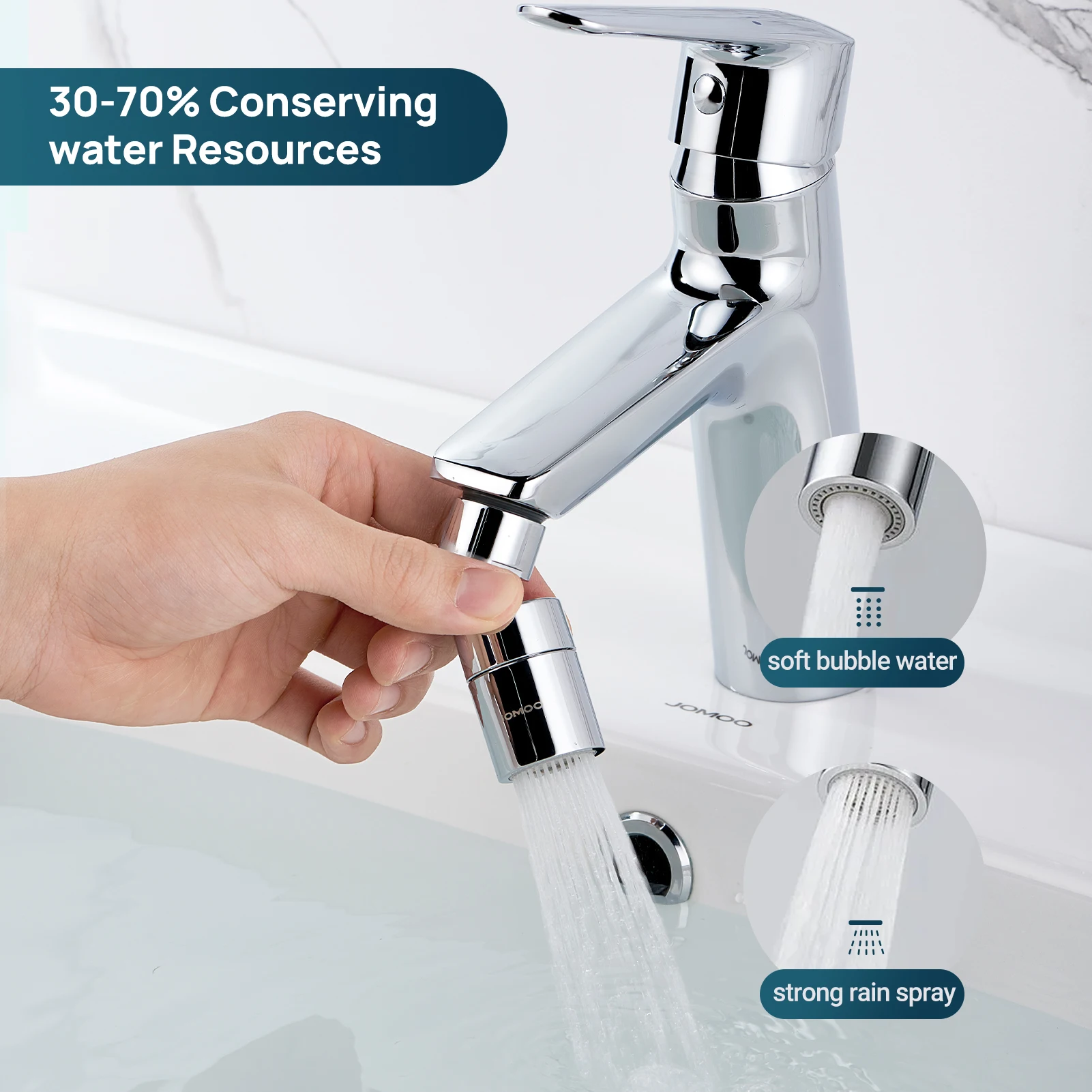 

360° Universal Kitchen Faucet Aerator Rotatable Water Saving Splash-proof Filter Faucets Bubbler 2-Flow Sprayer Extender Tools