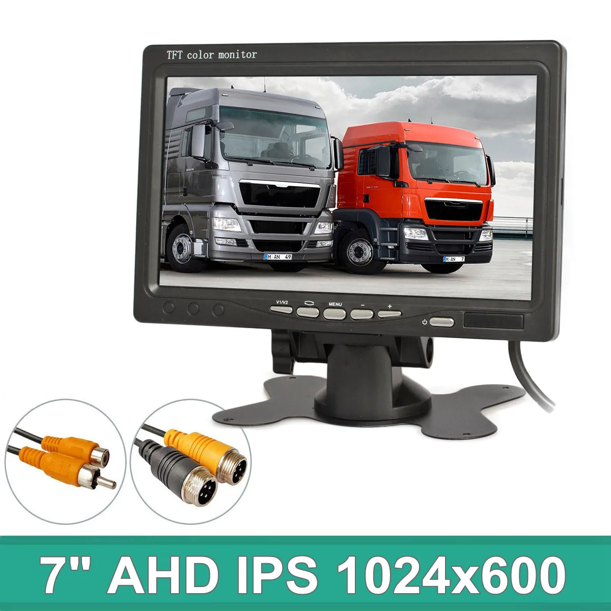 

DIYKIT 1024x600 AHD IPS 7inch LCD Car Monitor Rear View Monitor Support 1080P AHD Camera 2 x 4PIN Video Input