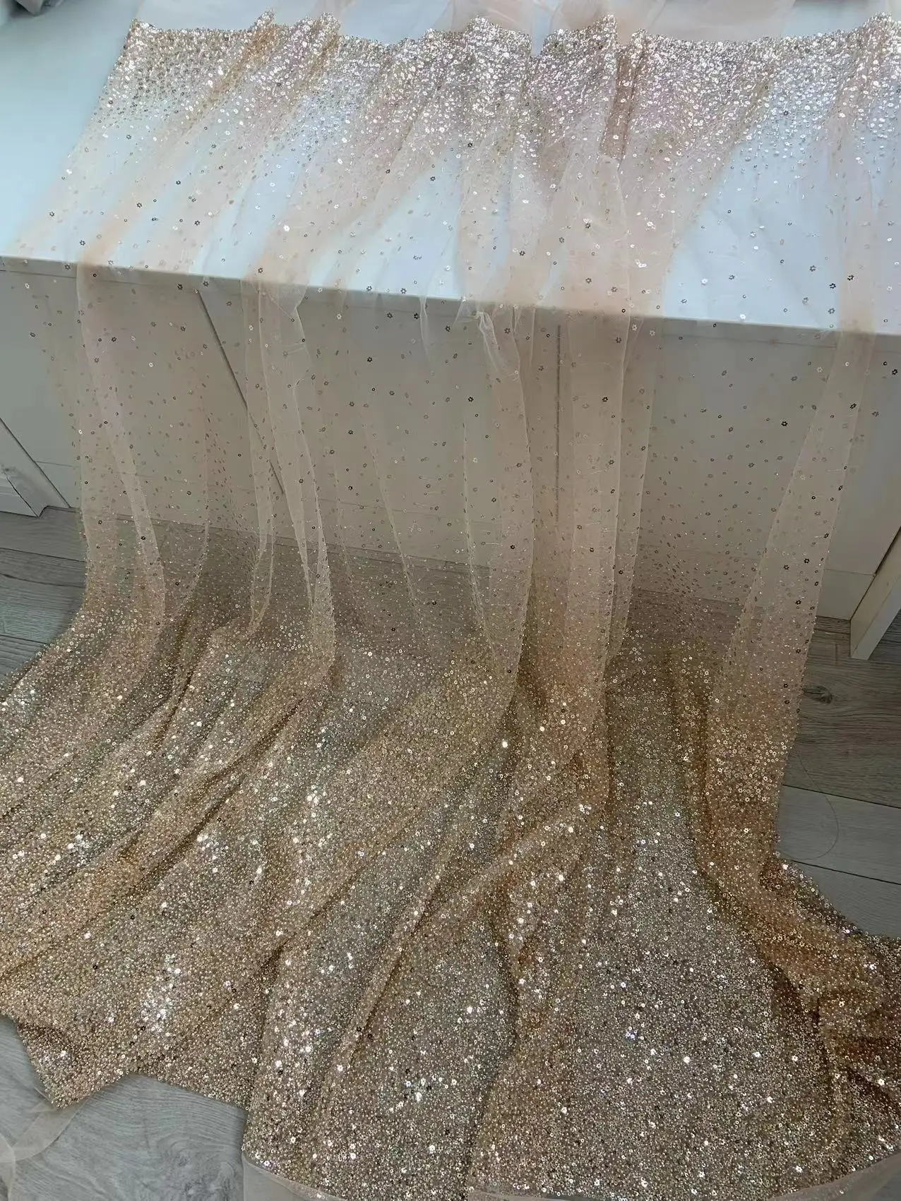 1 ярд цветочные блестки бусины розовое золото тюль кружевная ткань для