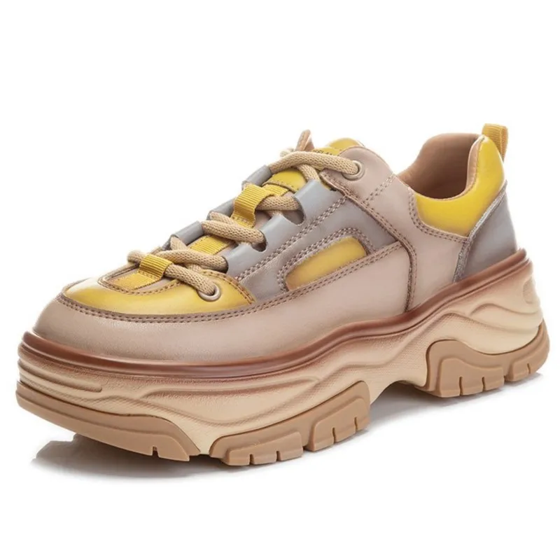 

Кроссовки Dilalula женские из натуральной кожи, на шнуровке, массивные, повседневная обувь на платформе, плоская подошва, Ретро стиль, 2023