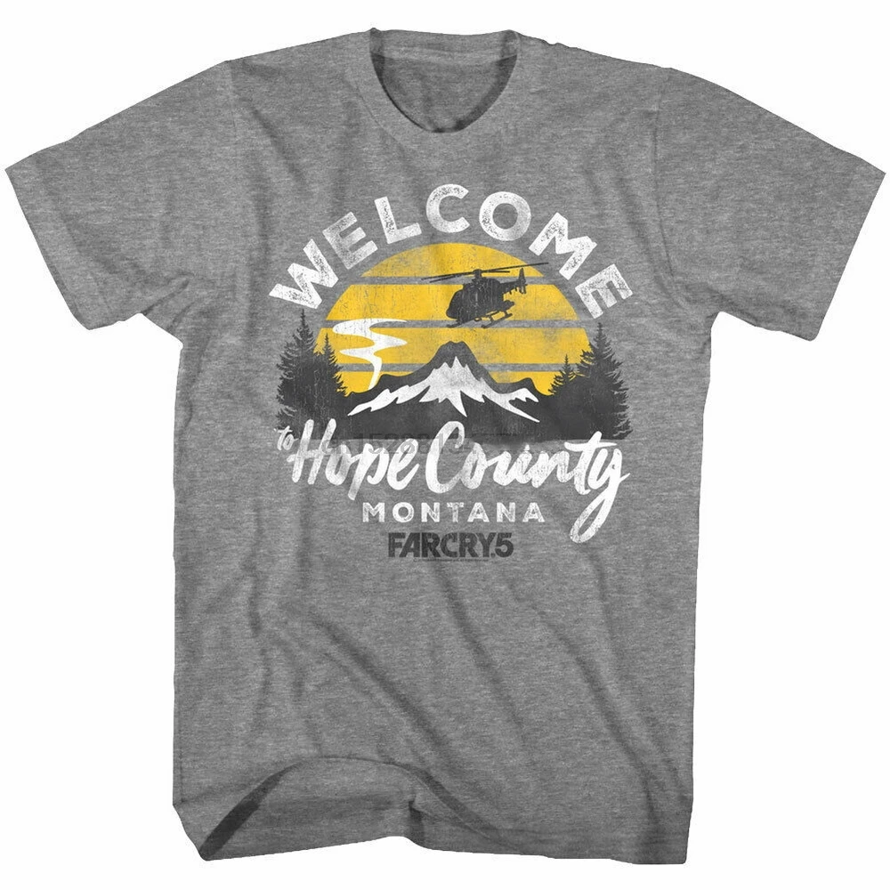 

Far Cry 5 Welcome To Hope County Montana Logo Mens T Shirt Ubisoft Gamer Outdoor Wear Tee Shirt