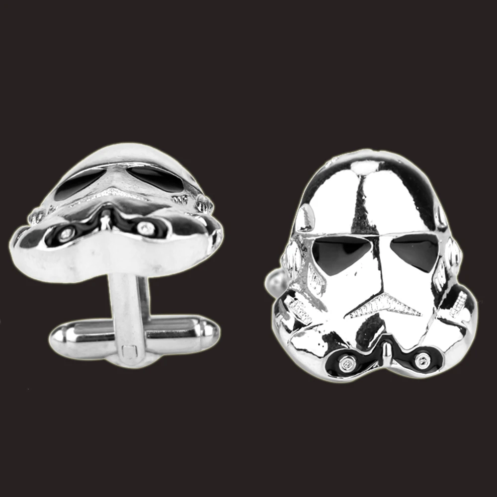 

Disney Classic Movie Star Wars Cufflinks Imperial Stormtrooper Silver Color Helmet Cufflinks Jewelry Accessories On The Cuff