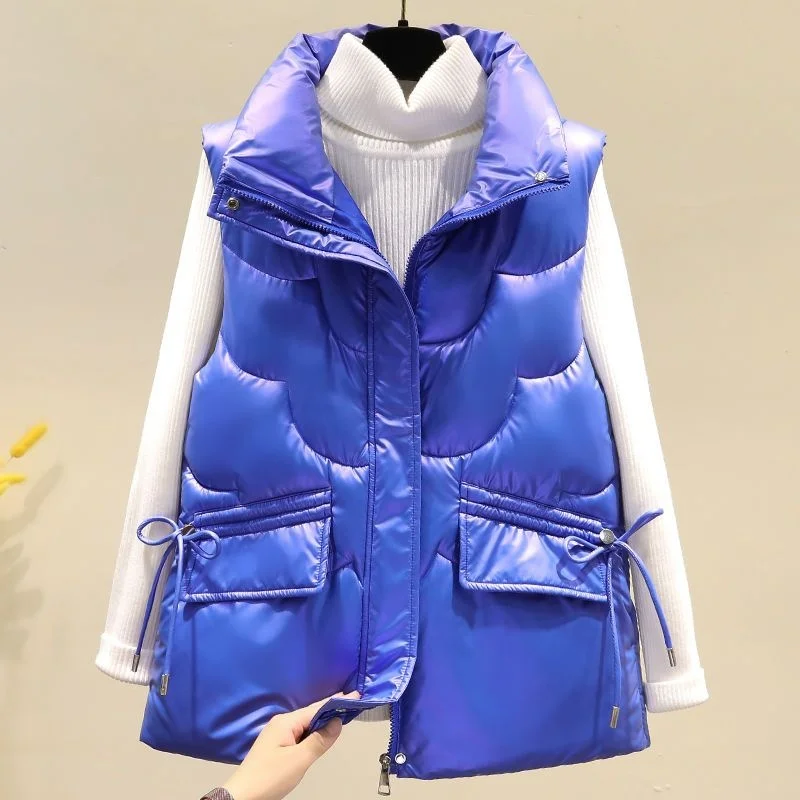 

Women's Vest New Wash-free Glossy Down Cotton Vest Thick Autumn and Winter Loose Korean Style Vest