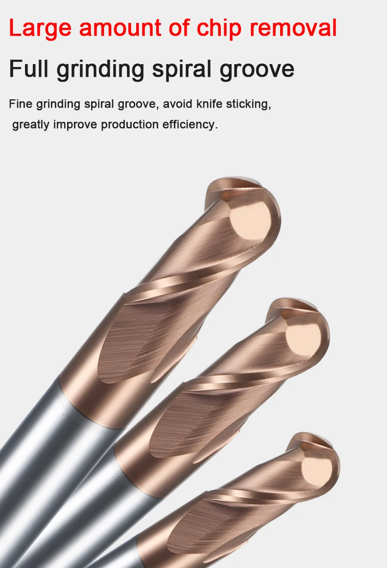 55 Degree Ball End Mill CNC Milling Cutter R1R2R3R4R5 Carbide Coated Tungsten Steel 2-blade |