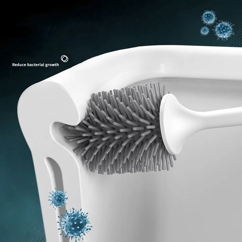 

Creative Silicone Toilet Brush Set Vertical Plastic No Dead Corner Soft Hair Toilet Cleaning Long Handle Brush