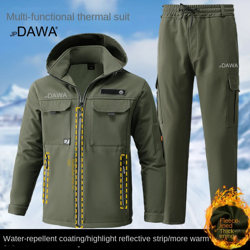 Мужской бархатный костюм для рыбалки на осень и зиму водонепроницаемый