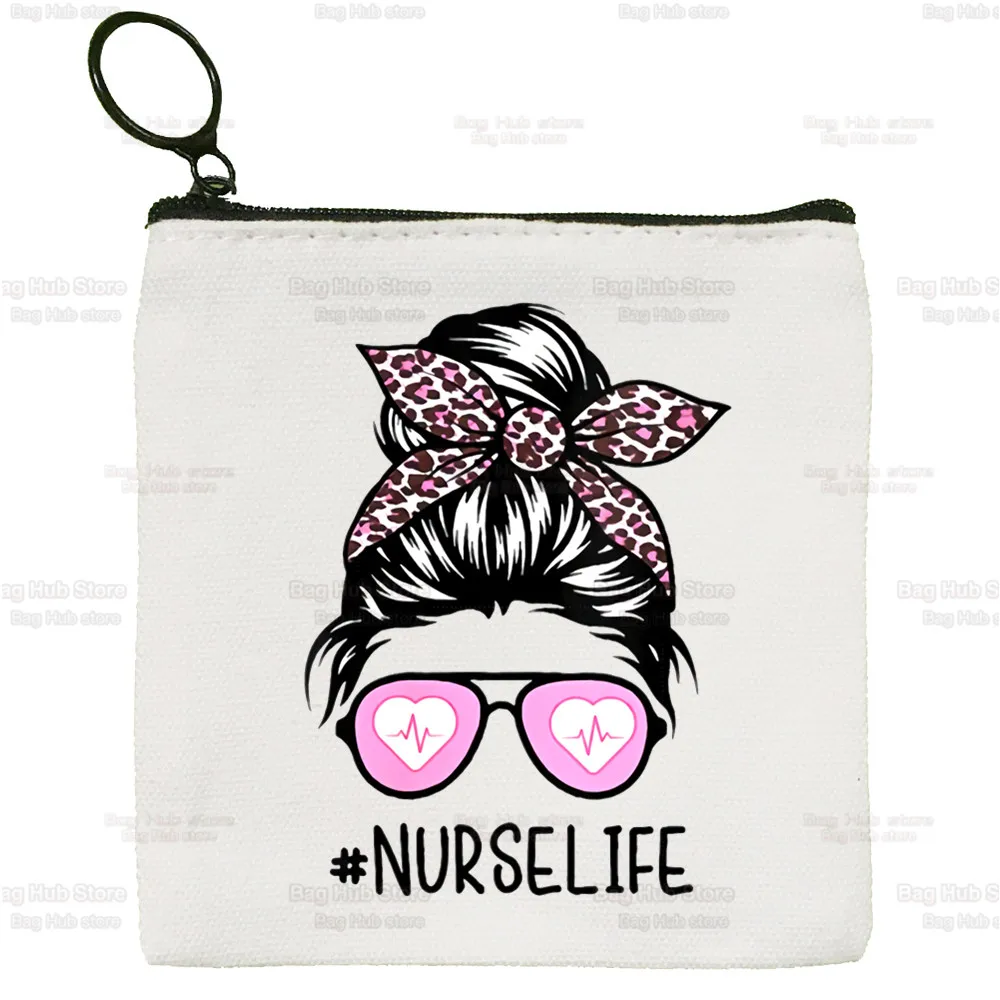 I'm A Nurse Life Canvas Purse Card Key Mini Purse Pouch We Can Do It Nurse Girl Kids Children Cute Small Zipper Coin Purse