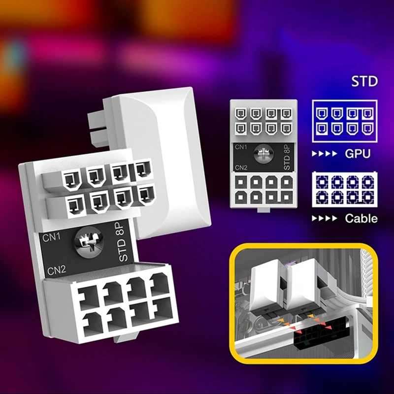 Адаптер для кабеля ATX 8Pin 180 градусов угловой адаптер 8-контактного штекера питания