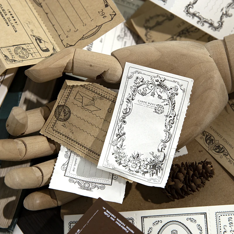 

30 pcs Memo Retro Literature Handwritten Easy Tear Hand Book Decorative Material Paper Message Note 6 Styles