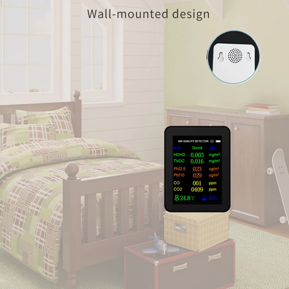 

９in 1 Digital Air Quality Monitor AQI M2.5 PM10 HCHO TVOC CO CO2 Meter Carbon Dioxide Detector for Home/Office/School/Warehouse