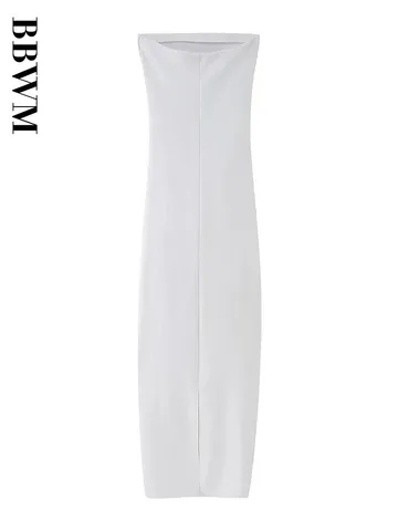 Hollow Design Dress Woman White Long Dresses for Women 2023 Sexy Evening Dress Female Off Shoulder Straight Collar Midi Dress