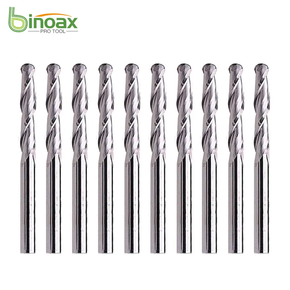 

Binoax 1/8" 22mm Carbide Ball Nose End Mills CNC Router Bits 3.175mm Double Flute Spiral Set Tool
