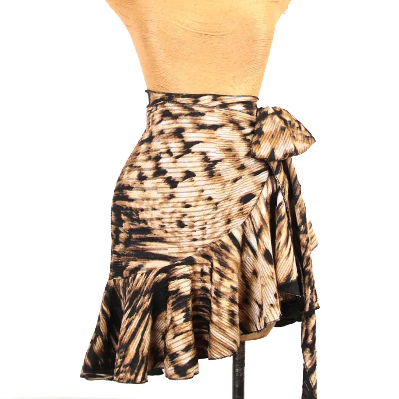

Latin Fishtail Skirt For Female Adults Latin Practice Performance Dancing Costumes Half Length Print Triangle Apron Skirt Women