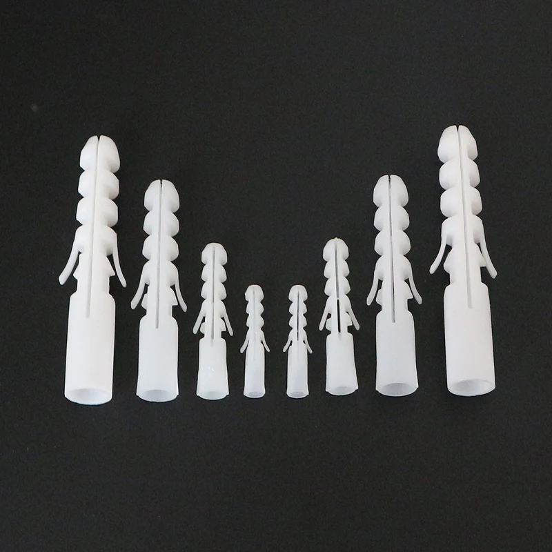 

Freeshipping 100pcs 5/6/7/8/10/12/14mm Plastic Expand Nail Expansion Tube Pipe Wall Anchors Plugs With Phillips Head Screw