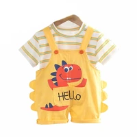 new summer baby clothes suit children boys girls striped t shirt overalls 2pcsset toddler casual costume infant kids sportswear