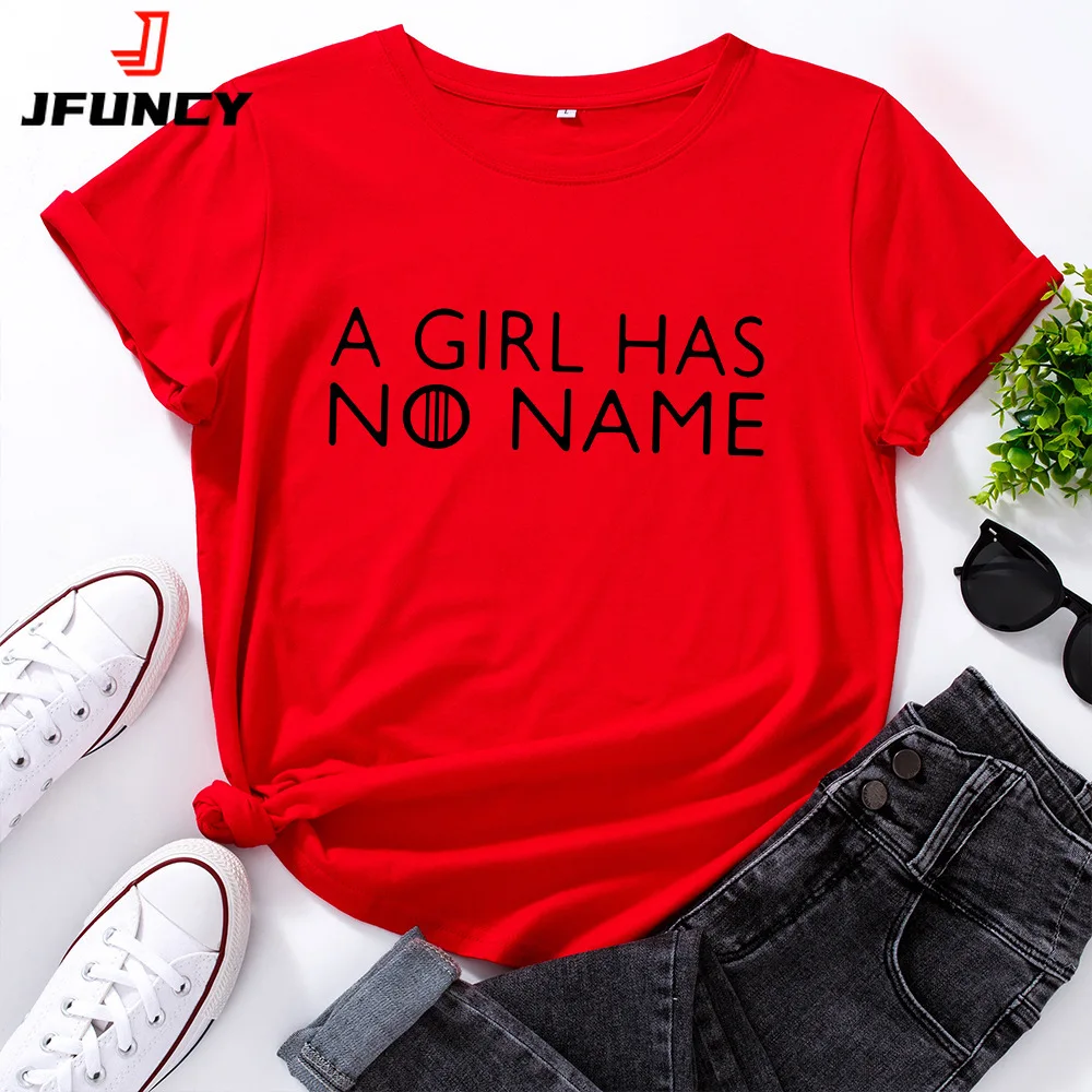 JFUNCY Women Cotton T-shirts O-Neck Short Sleeve Tshirt Female Tee Top 2022 Summer Clothes Funny Letter Printed Graphic T Shirts