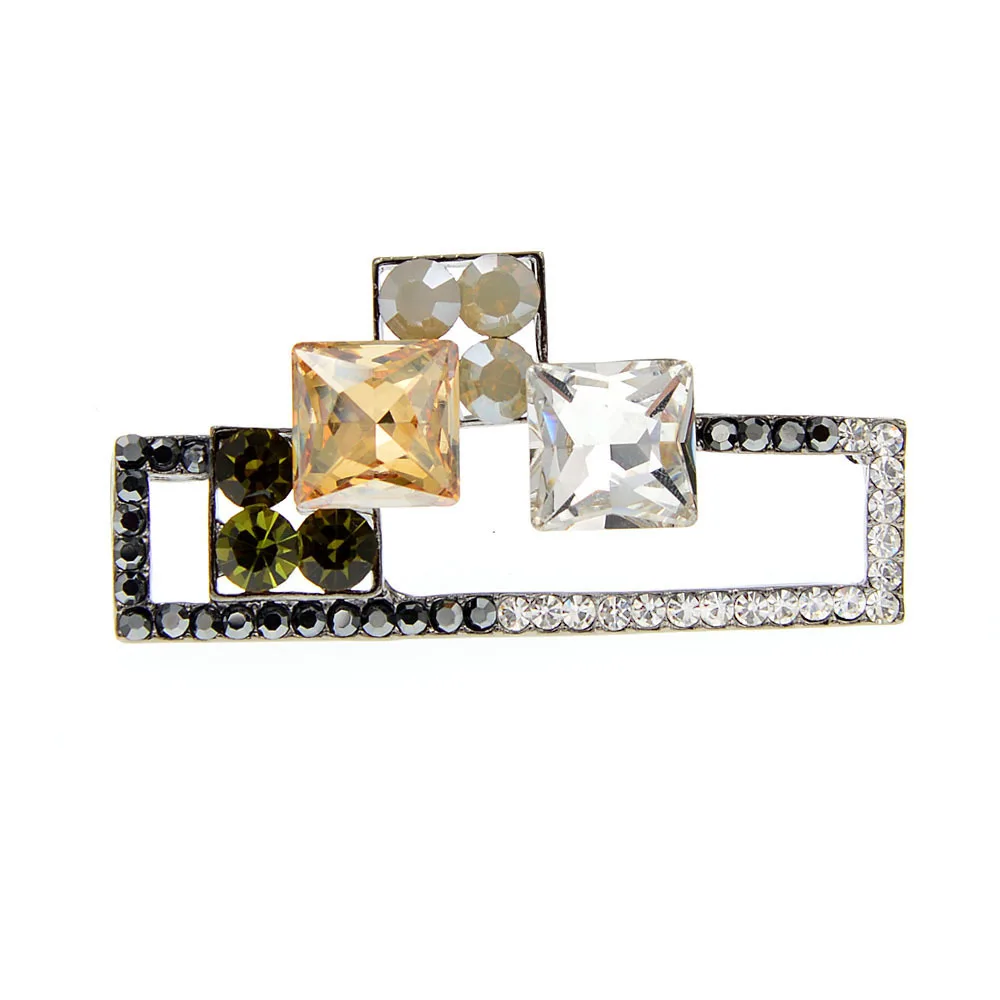 

Shiny Rhinestone Geometric Brooch Vintage Elegant Women's Brooch High-quality Crystal Pin Coat Accessories Jewelry Gift