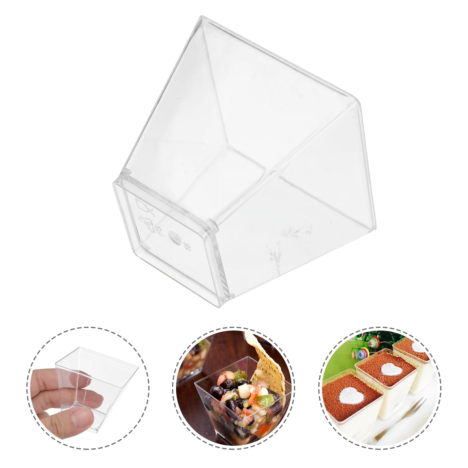 

100PCS 60ML Transparent Dessert Cups Hard Plastic Trapezoid Square Dessert Cup Food Grade Plastic Portion Cups Disposable