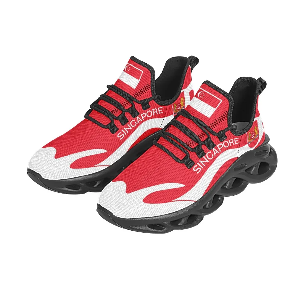 Nopersonality Singapore Flag Print Red Breathable Mesh Sneakers Couple Models Wear Resistant Cushioning Thick-soled Sneakers
