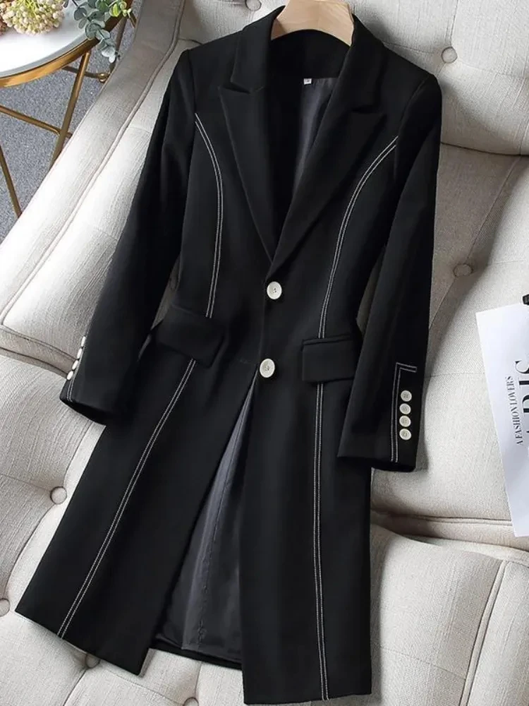 Женский пиджак новинка 2024 весенне-осенний средней длины модное шикарное тонкое