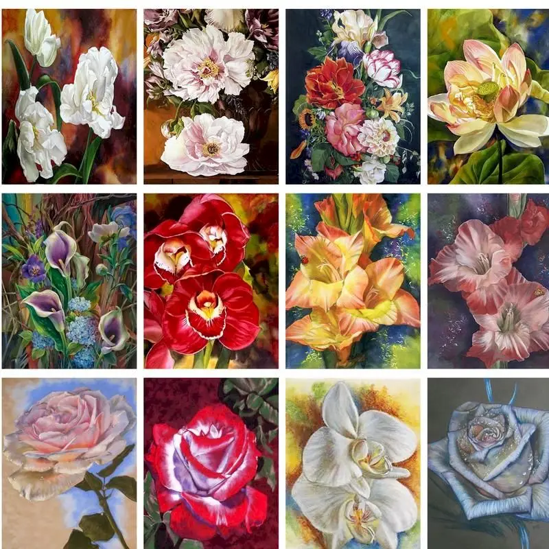 

RUOPOTY Oil Painting By Numbers Flowers Still Life Handpainted Unique Gift Pictures For Adults Home Wall Decoration