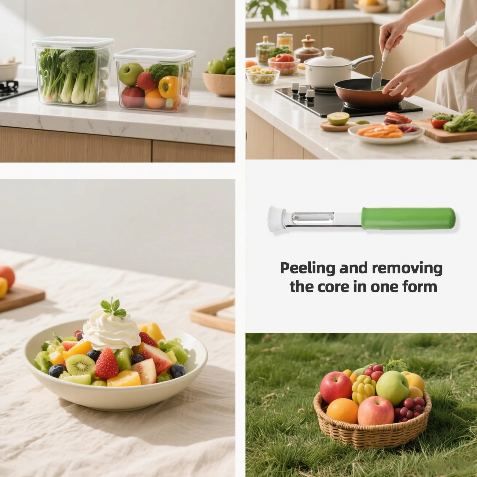Фото 2в1 Нержавеющая сталь FruitVegetableCorerPeeler-Sharp ApplePearPitterSeeder EasyTo Clean Кухонные гаджеты Инструмент для удаления семян №5