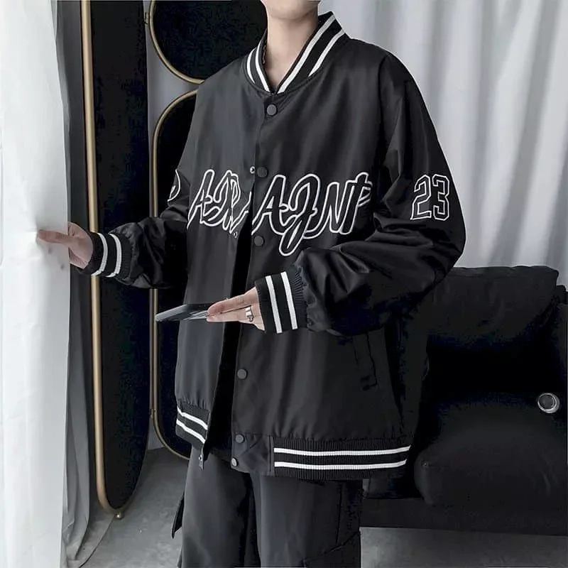 

New2022 Spring Autumn Bomber Jacket Men Women Harajuku BFpreppy Style Loose Trend Baseball Uniform Letter Embroidery Simple Coat