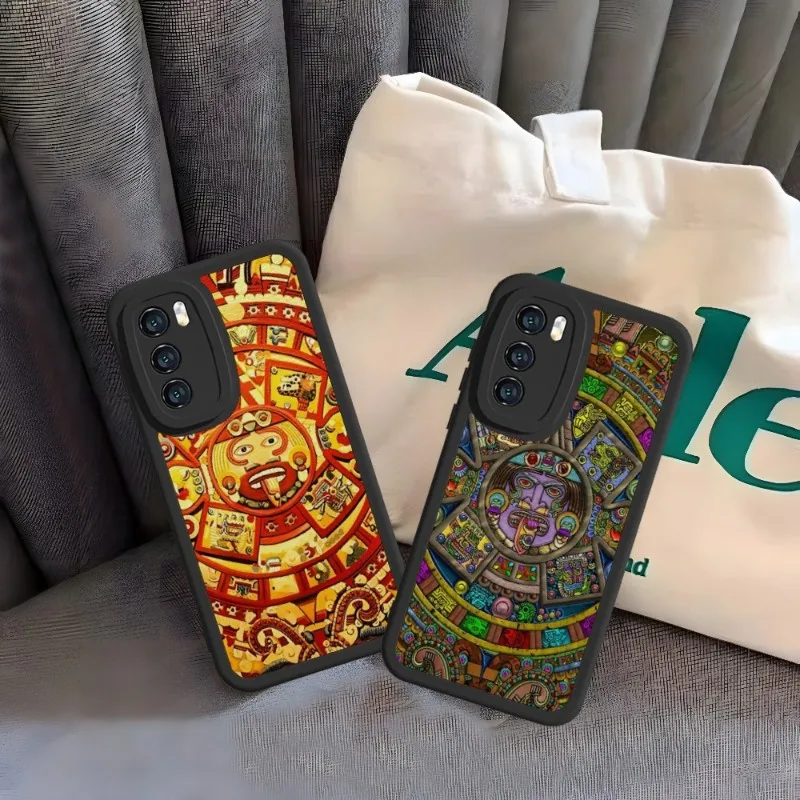 

Aztec Calendar Sun Stone Phone Case For Oppo A93 A76 A96 A73 A72 A57 A55 A53 A52 A15 K10 K9 K7 RENO 8 7 Lambskin Silicone Cover