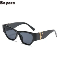 boyarn new cats eye personalized versatile womens sunglasses v letter decorative head steampunk trend retro sunglasses
