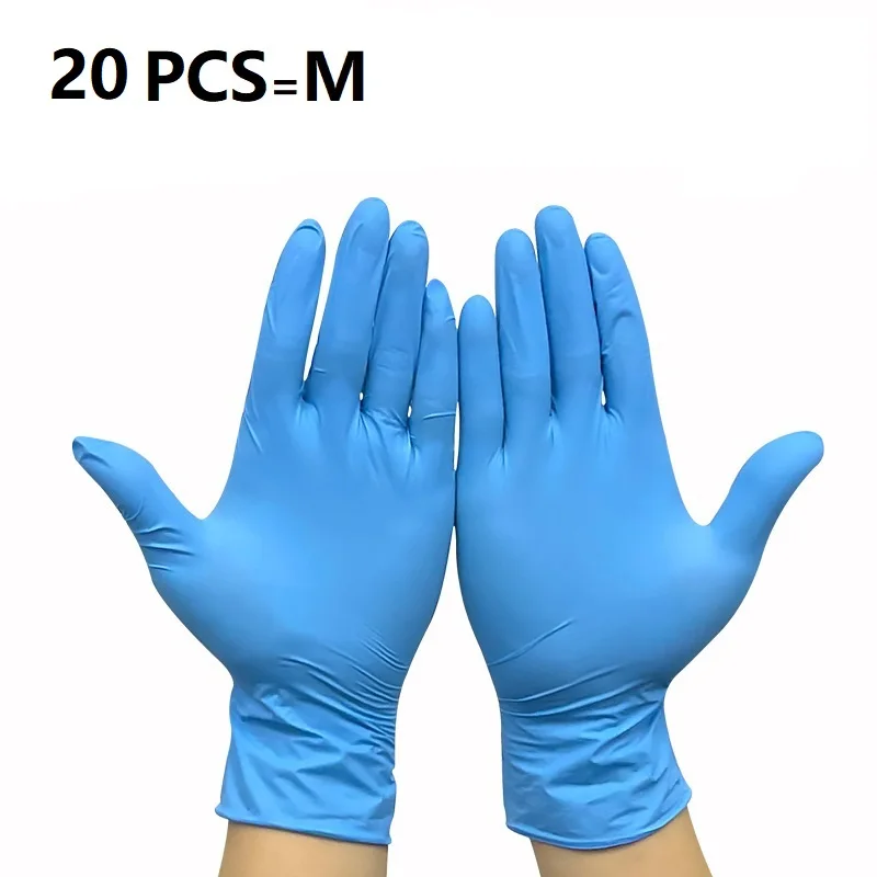 

20pcs Nitrile Gloves S/M/L Disposable Blue Protective Gloves For Home Cleaning Inspection Food Industry Chemical Industry