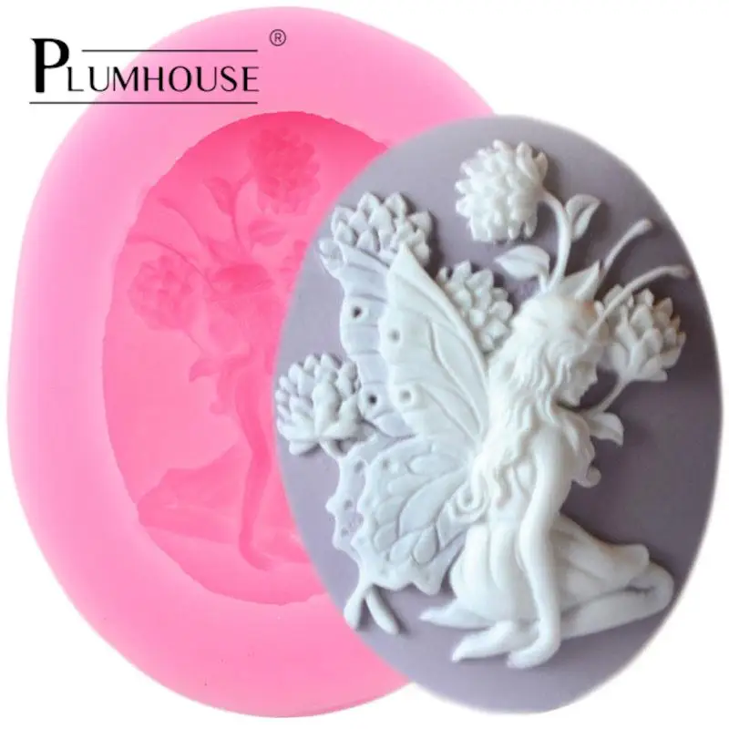 

1pc DIY Angel Fairy Cameo Silicone Mold Cake Decorating Tools Oval Frame Cupcake Topper Fondant Candy Chocolate Soap Resin Mould