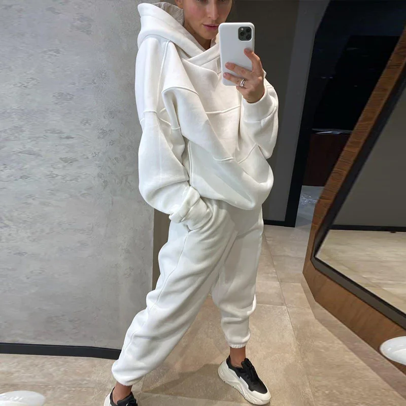 

Womens Oversized Tracksuit Warm Fleece Suits Hoodies Tops Casual Sweatshirts Jogging Pant Fashion Outfits Sweatpants
