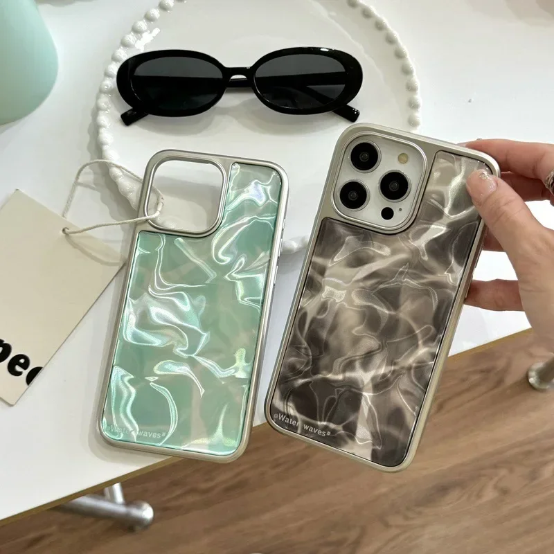 Новые волнистые чехлы подходят для iphone 16 чехол телефона 15promax Серебристая Рамка