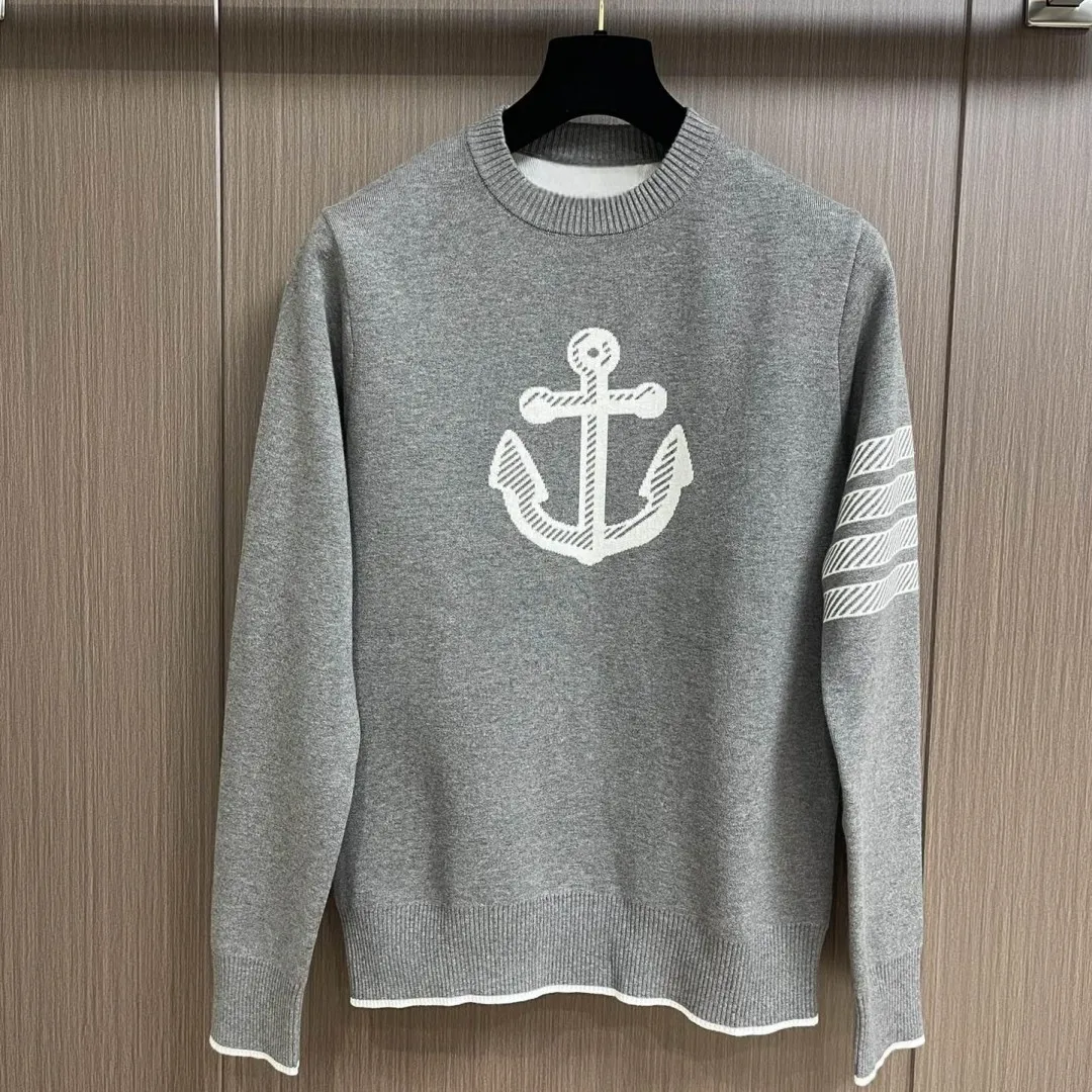 

Winter TB Men's Sweatshirt Autunm Luxury Brand Pullover Tops Cotton Classic 4-Bar Stripes Anchor Loose Casual Women Pullover
