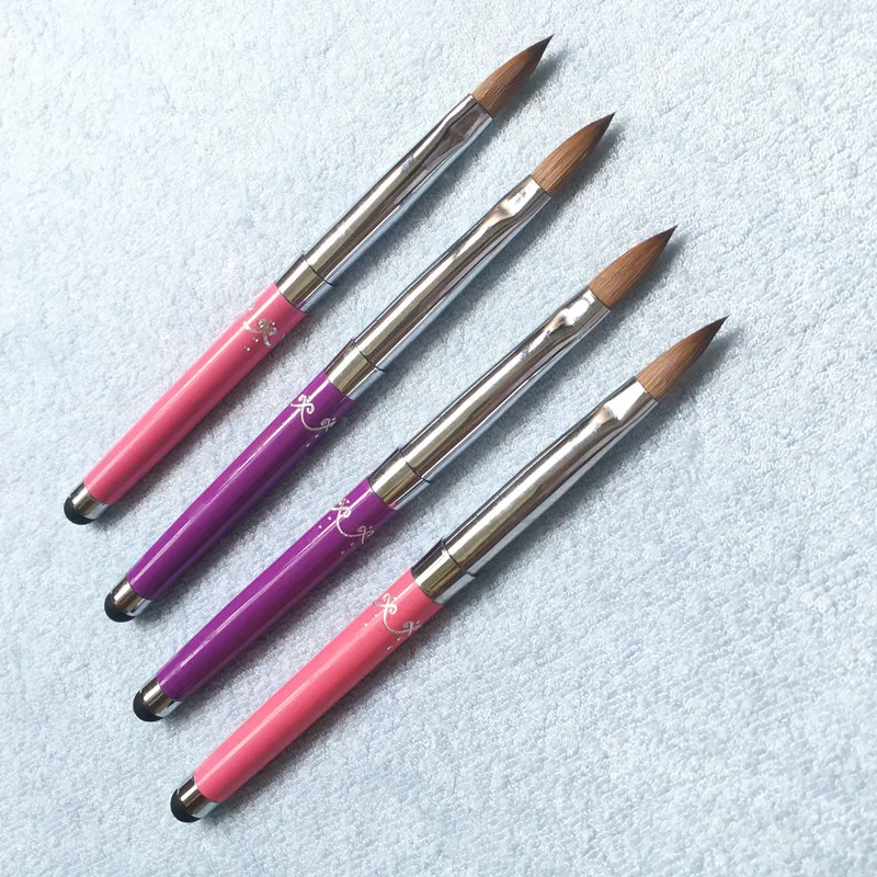 Nail Art Lines Painting Pen New 1pcs 8# Kolinsky Sable Acrylic Drawing Brush Metal Crystal Manicure Salon Tools
