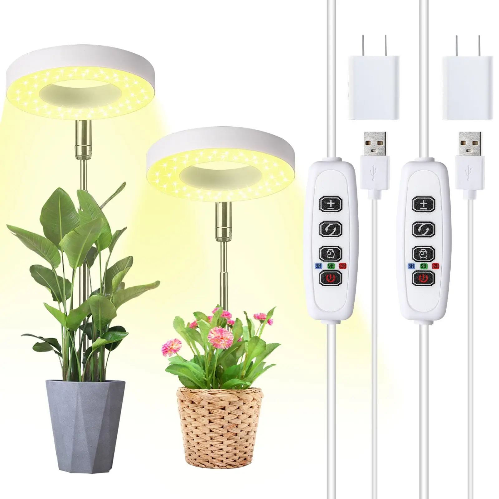 S For Small Indoor Plants, 96leds Full Spectrum Plant Light, 3/9/12h Timer, 10 Dimmable Levels 3000k & 6000k