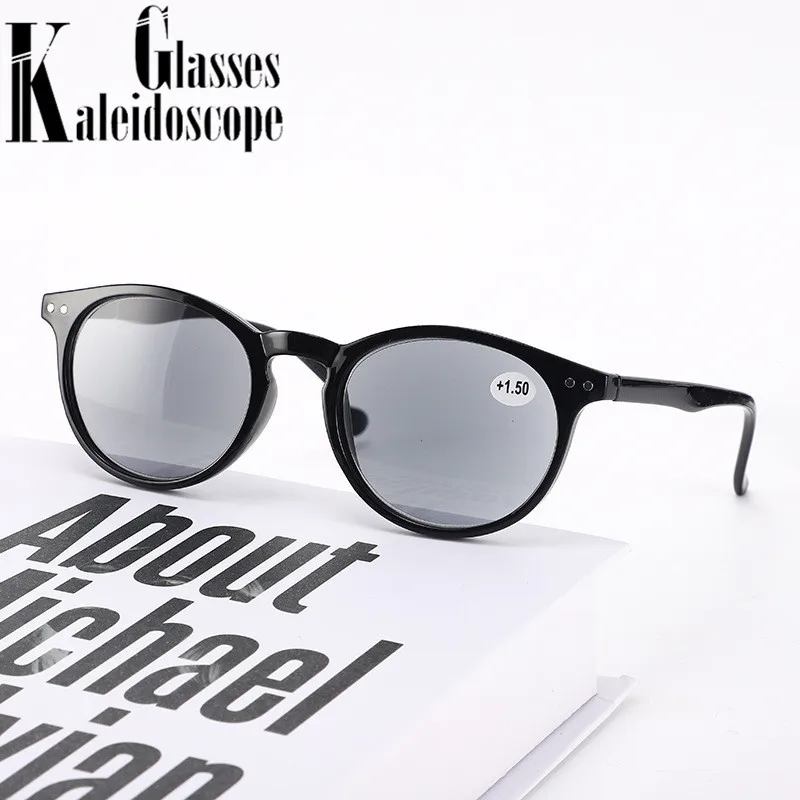 

Fashion Reading Glasses Women Gray Brown Reading Lenses Men Presbyopia Eyeglasses Round Hyperopia Sunglasses UV400 +1.0 +1.5