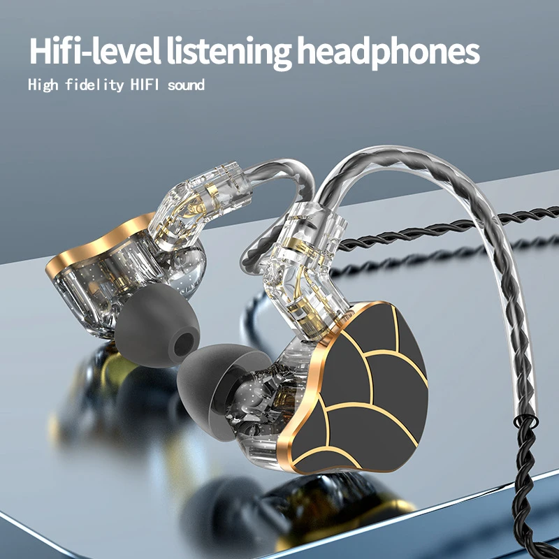 

Hybrid Unit In-ear Earphones HIFI Bass DJ Earbud Headset With Silver-plated Cable Earphones Sport Noise Cancelling Headset
