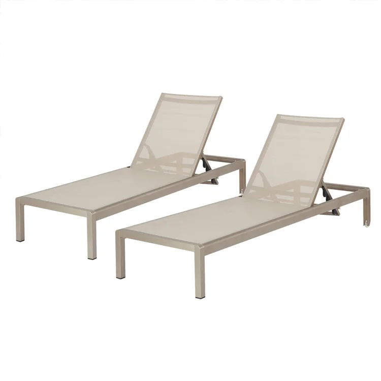 

Within US Garden Patio Sling Sun Lounger Outdoor Recliner beach chaise lounge with Wheels