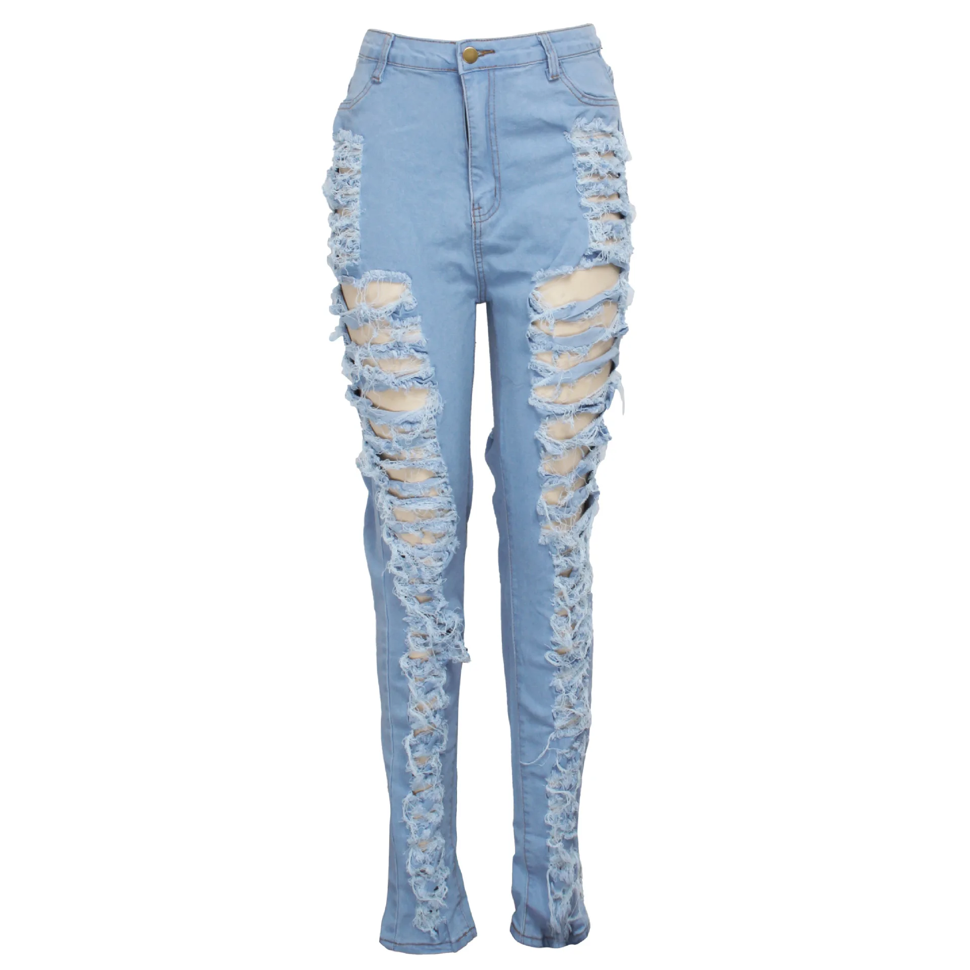 Plus Size Jeans Plus Size Women Clothing Solid High Waist Hollow Out Personalized Slim Fit Stretch Denim Leggings Zipper Fly