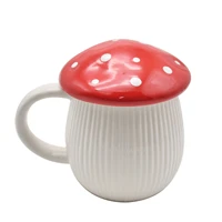 380ml creative mushroom cup with lid coffee mug cups ceramic mugs cute water cup cute office home coffee mugs creative gift