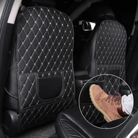 car pu leather anti child kick pad waterproof seat back protector cover universal auto anti mud dirt pads with storage bag