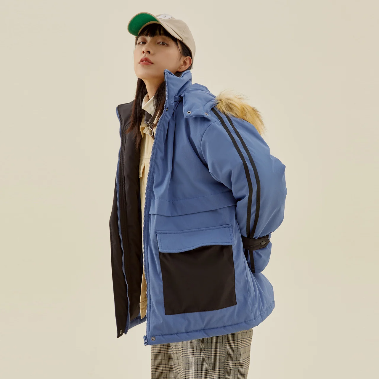 Metersbonwe Women Windproof Cargo Wadded Clothes Hooded Camouflage Color Female Warm Wear Loose Winter  Cotton-Padded Coats