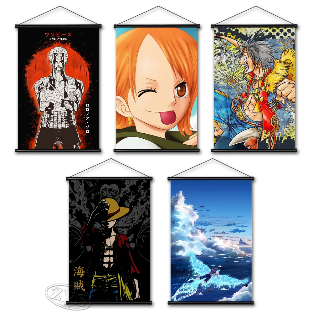 

HD Pint One Piece Posters Canvas Monkey D. Luffy Wall Art Painting Roronoa Zoro Hanging Scrolls Modular Picture Home Room Decor