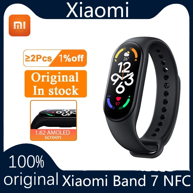 

Оригинальный Смарт-браслет Xiaomi Mi Band 7, NFC, 6 цветов, AMOLED, экран 1,62 дюйма, фитнес-трекер с кислородом в крови 24 часа, 5, водонепроницаемый