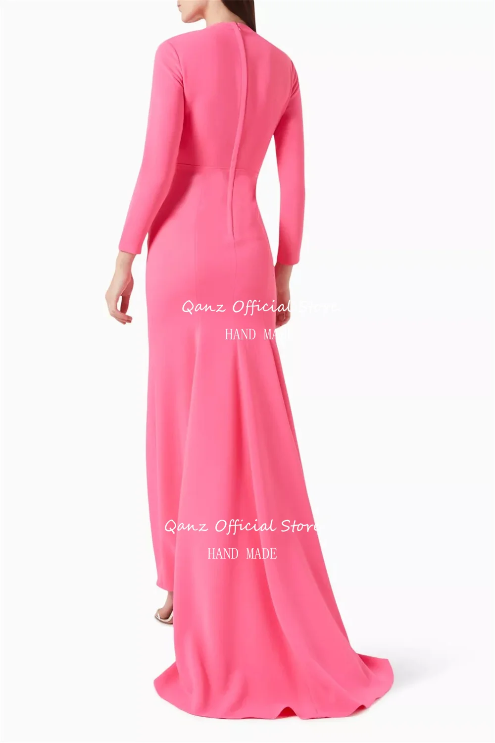 Qanz Элегантные вечерние платья русалки Дубай Abendkleid с длинными рукавами и рюшами