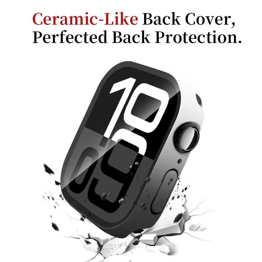 Чехол градиентного цвета для Apple Watch Cover Serie 10 9 8 7 6 SE 5 стеклянная защитная пленка