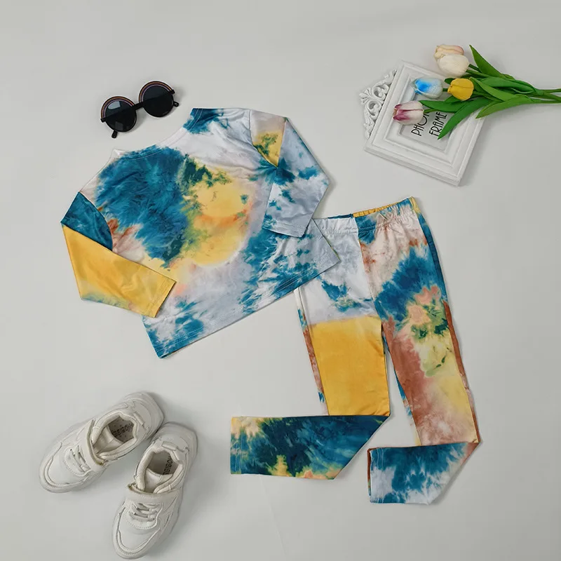 Комплекты одежды для девочек 1-8 лет Весенняя футболка с длинным рукавом и принтом